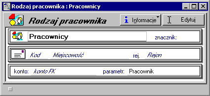 48 Podstawowe wiadomości o programie Wybór pracowników Rys. 1-14 Okno kartoteki pracowników.