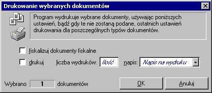 Podstawowe wiadomości o programie 69 Tworzenie dokumentów Rys. 1-33 Okno operacji Drukowanie dokumentów.