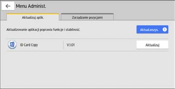 2. Jak obsługiwać stronę aplikacji Aktualizacja aplikacji Procedura aktualizacji aplikacji została opisana poniżej. Aplikacje można aktualizować na raz lub każdą z osobna.