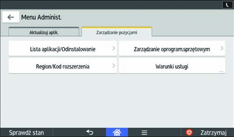 2. Jak obsługiwać stronę aplikacji Ekran zarządzania pozycjami Na ekranie zarządzania pozycjami w menu administratora można nie tylko odinstalować aplikacje, ale także zaktualizować oprogramowanie