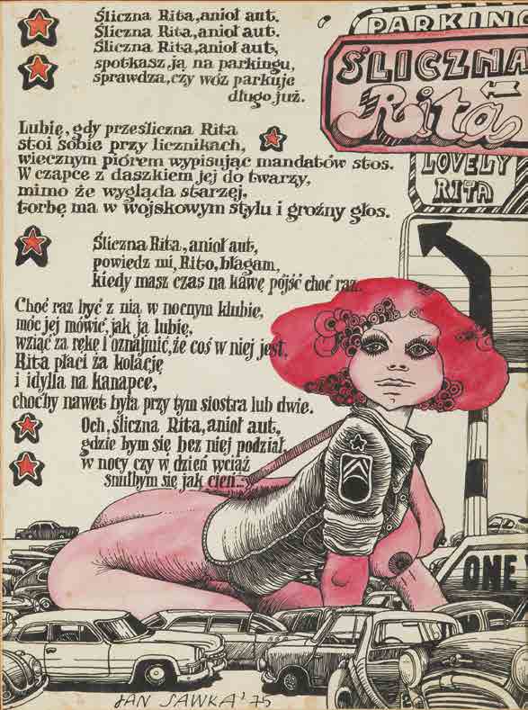 121 JAN SAWKA (1946-2012) "Śliczna Rita", ilustracja satyryczna do czasopisma "Szpilki", 1975 r.