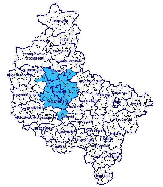 Zasięg obszaru ZIT Obszar o powierzchni 3082 km 2, zamieszkany przez 1 009 tys.