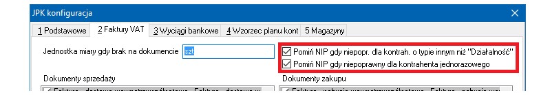 Na zakładce faktury VAT musimy podać domyślną jednostkę miary, która zostanie dodana w przypadku braku takiej informacji na pozycji dokumentu.