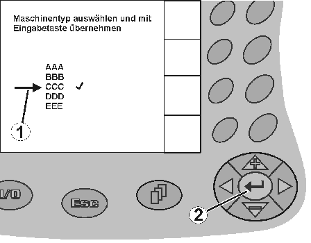 Opis produktu 4.3.1 Wybór opcji 1. / Ustawianie strzałki wyboru (Rys. 14/1). 2. Dokonanie wyboru (Rys. 14/2). 3. Potwierdzenie wyboru. Rys. 14 4.3.2 Funkcja Toggle (przełączania Włączanie/wyłączanie funkcji: Nacisnąć przycisk funkcyjny (Rys.