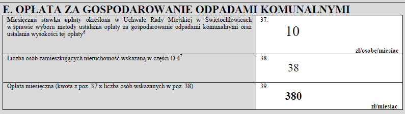 9) W części D.4. należy podać adres nieruchomości, na której powstają odpady komunalne oraz precyzyjnie określić typ nieruchomości (np. domek jednorodzinny, kamienica, blok).