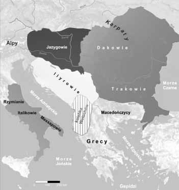 14 Piotr Kłapyta Ryc. 1. Stosunki etniczne na Bałkanach przed ekspansją Rzymu, początek naszej ery (opracowanie własne) B.