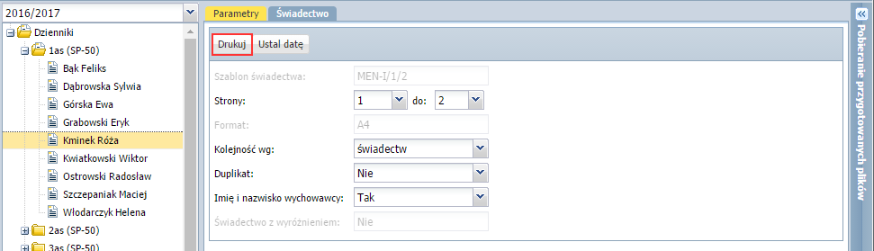 UONET+. Dokumentowanie lekcji i prowadzenie dzienników w klasach 1-3 szkoły podstawowej 38/41 7.