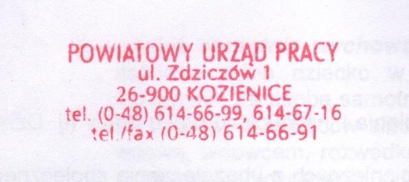 REGULAMIN POWIATOWEGO URZĘDU PRACY W KOZIENICACH W SPRAWIE ZWROTU KOSZTÓW PRZEJAZDU I ZAKWATEROWANIA DLA OSÓB BEZROBOTNYCH ORAZ INNYCH OSÓB UPRAWNIONYCH SKIEROWANYCH DO PRACY,