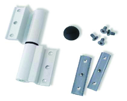 Aliplast - Zawiasy ZAWIAS DRZWIOWY WRĘBOWY F-XLR - zawias drzwiowy stosowany do drzwi z profili aluminiowych zlicowanych z rowkiem wrębowym - niezależna regulacja w 3 płaszczyznach: w poziomie +/- 2