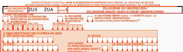 Zadanie 54. Formularz ZUS ZUA przeznaczony jest do A. zgłoszenia osób tylko do ubezpieczenia zdrowotnego. B. ewidencji rocznych składek ubezpieczeń społecznych. C.