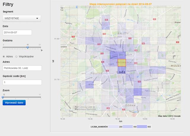 Wizualizacja heatmap na przykładzie Łodzi, 7