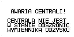 wydajności nawiewu do wywiewu, - 3. stopień odszraniania - włączenie nagrzewnicy wstępnej, wydajność nawiewu 20 %, wydajność wywiewu 50 %.