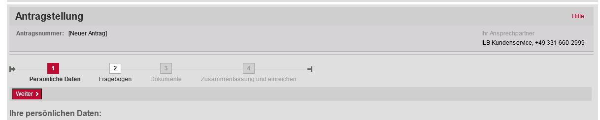 Sollten diese nicht korrekt sein, können Sie die Änderung über die Navigationsleiste "Änderung der Kundendaten"