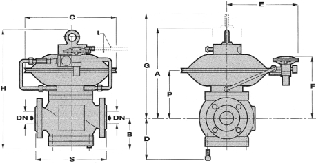 WYMIARY GABARYTOWE w mm - OVERALL DIMENSIONS in mm REVAL 182 Rozmiar 25 40 50 65 80 100 150 200 (DN) Size 1 1 1 /2 2 2 1 /2 3 4 6 8 S 183 223 254 276 298 352 451 543 A 320 350 350 430 430 470 550 650
