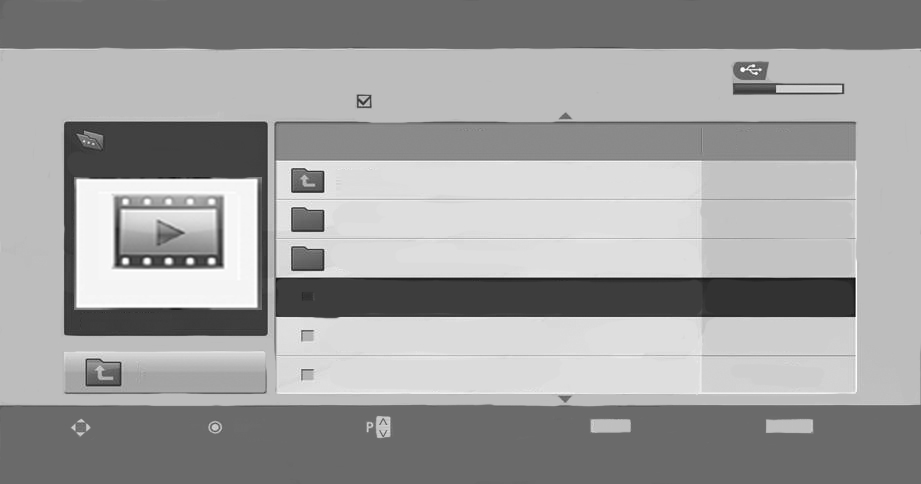 KORZYSTANI Z URZĄDZNIA USB lementy ekranu MNU Wybierz menu USB. Wybierz opcję Lista filmów. KORZYSTANI Z URZĄDZNIA USB 5!