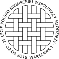 000 sztuk offset 43 x 31,25 mm 16 znaczków (4x4) 1 25-lecie Polsko-Niemieckiej Współpracy Młodzieży 2 do obiegu wchodzi znaczek pocztowy o wartości 2,50 zł, na którym przedstawiono literę Ä w