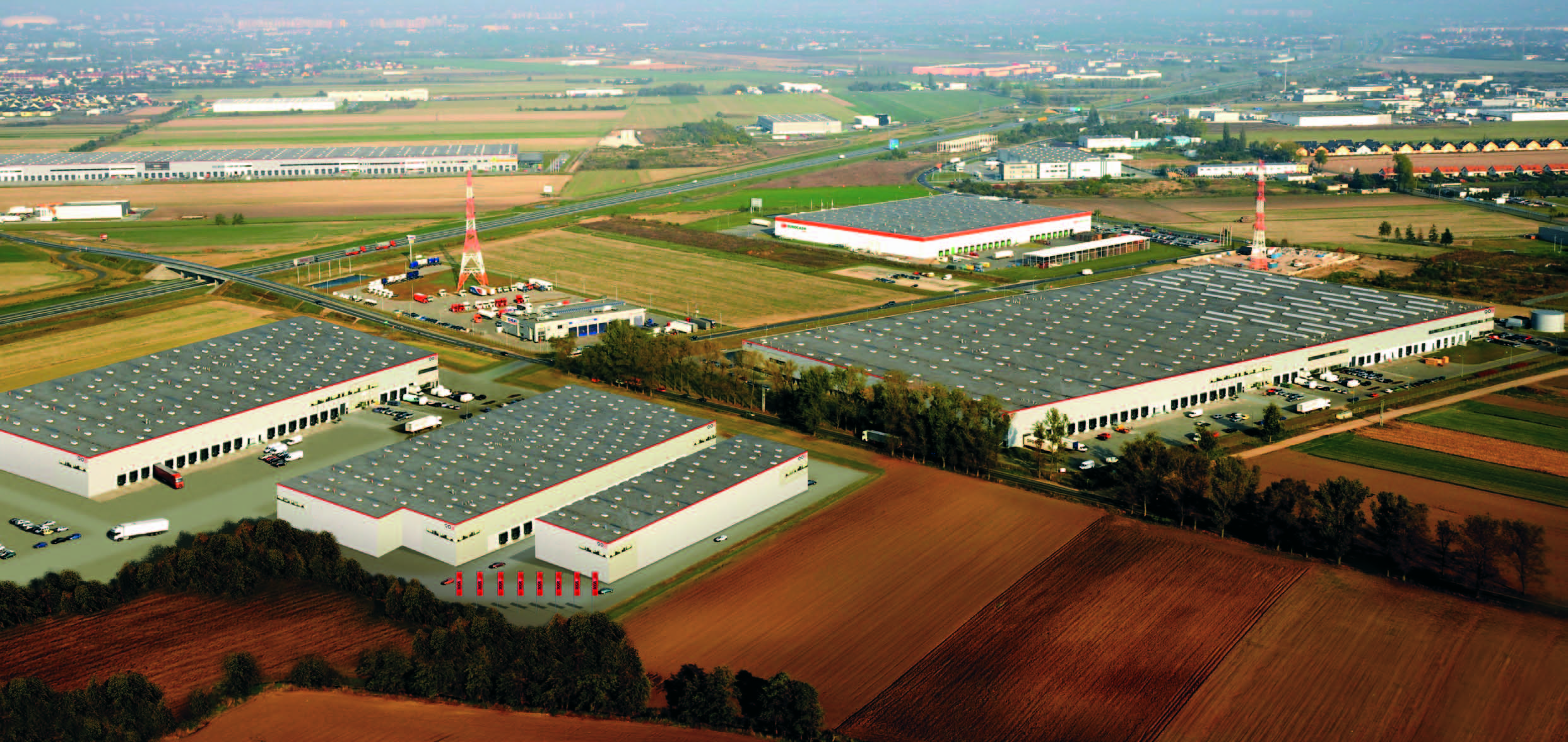 Segro Logistics Park Poznań Centrum logistyczne strategicznie usytuowane bezpośrednio przy autostradzie Berlin Moskwa 53,5 ha terenu inwestycyjnego Docelowo 250 000 m² powierzchni magazynowej,