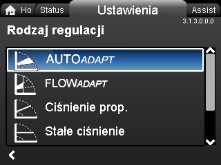 8.6.2 "Tryb pracy" 8.6.3 "Rodzaj regulacji" 3.1.2.0.0.0 Tryb pracy 3.1.3.0.0.0 Rodzaj regulacji Polski (PL) Nawigacja "Home" > "Ustawienia" > "Tryb pracy" "Tryb pracy" "Normalny" Pompa pracuje w wybranym trybie regulacji.