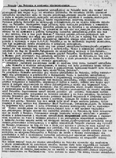 7. Notatka Wypadek na Wo³yniu w powiecie w³odzimierskim z 21 IX 1943 r.