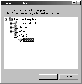 . Kliknij przycisk Browse (Przeglądaj), po czym wyświetlone zostanie okno dialogowe Browse for Printer (Przeglądanie w poszukiwaniu drukarki).