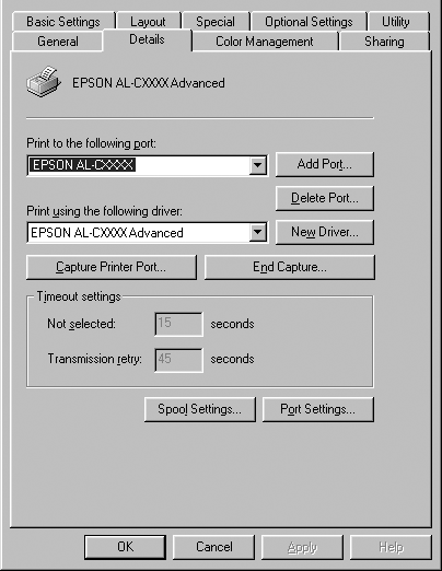 . W systemie Windows Me lub 8 wybierz port USB EPUSB1: (drukarka) z listy rozwijanej Print to the following port (Drukuj do tego portu).