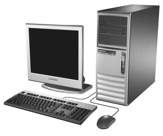 1 Elementy produktu Elementy w konfiguracji standardowej Komputer HP Compaq typu convertible minitower można łatwo przekształcić w komputer typu desktop.