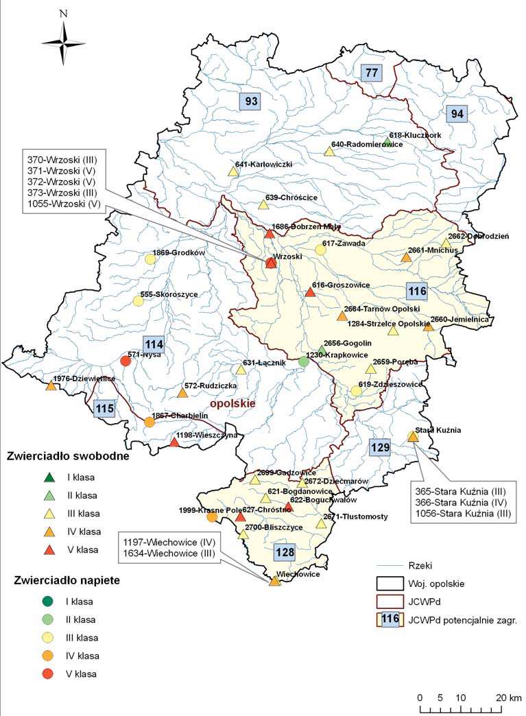 fosfor (371-Wrzosk), Zespół Poltyk Ekologcznej, Departament Ochrony Środoska fosforany (622-Boguchało), mangan (1999-Krasne Pole), nkel (1055-Wrzosk), ph (572-Rudzczka, 631-cznk, 1867-Charbeln,