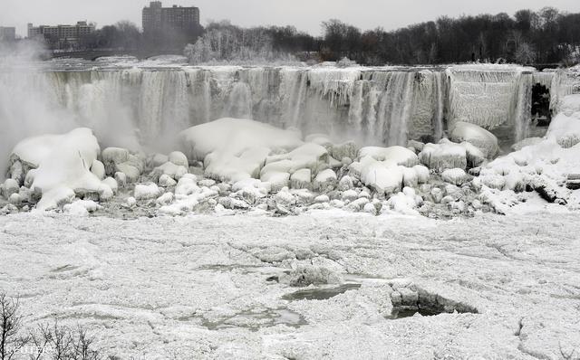 ZAMARZNIĘCIE WODOSPADU NIAGARA 2014 ZMIANA KLIMATU