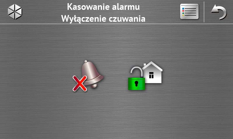 6 INT-TSH SATEL 1.1.6 Ekran Załączenie czuwania Ikona Funkcja Umożliwia załączenie czuwania typu pełne. Umożliwia załączenie czuwania typu pełne + blokady.