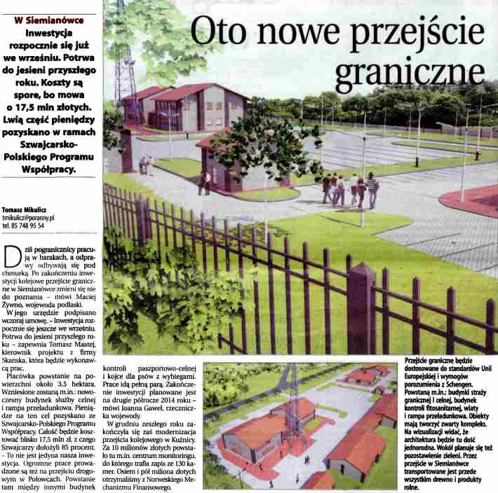 Kurier Poranny Białystok 24.08.2012 Zdążą z budową torów do lotniska w Świdniku? www.rynek-kolejowy.pl 24.08.2012 Dobiega końca procedura zatwierdzania nowego rozkładu kolejowego, który ma obowiązywać od grudnia.