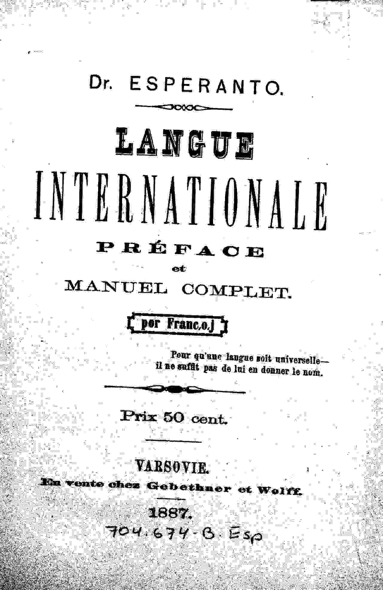 Liber Primus Unua Libro 1887 Международный языкъ 1887 Język