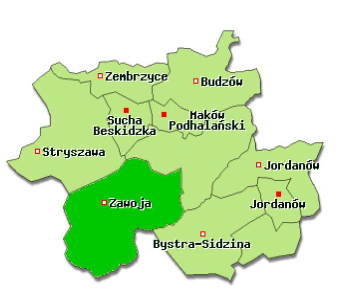 1 Charakterystyka Gminy Zawoja 1.1 Położenie Gmina Zawoja położona jest w południowo zachodniej części województwa małopolskiego w powiecie suskim.