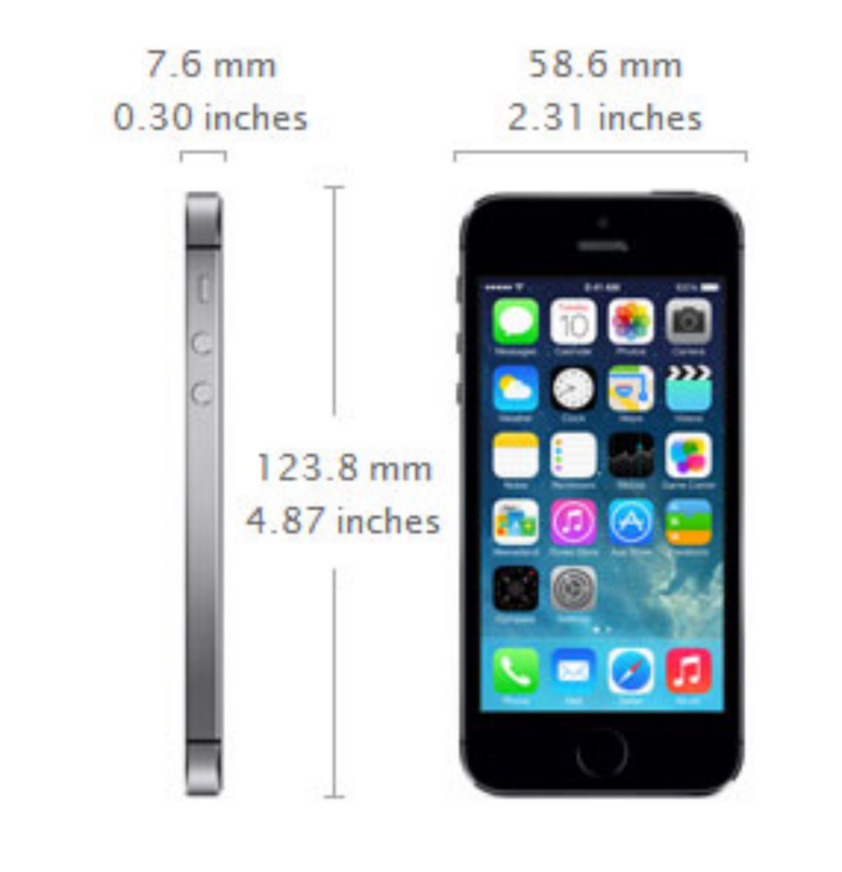 Dane techniczne iphone 5S kolory: Space Grey, Gold, Silver pamięć: 16 GB, 32 GB, 64 GB wymiary: 123.8 mm x 58.6 mm x 7.6 mm waga: 112 g procesor: A7 64-bitowy kooprocesor: M7 WLAN: 802.