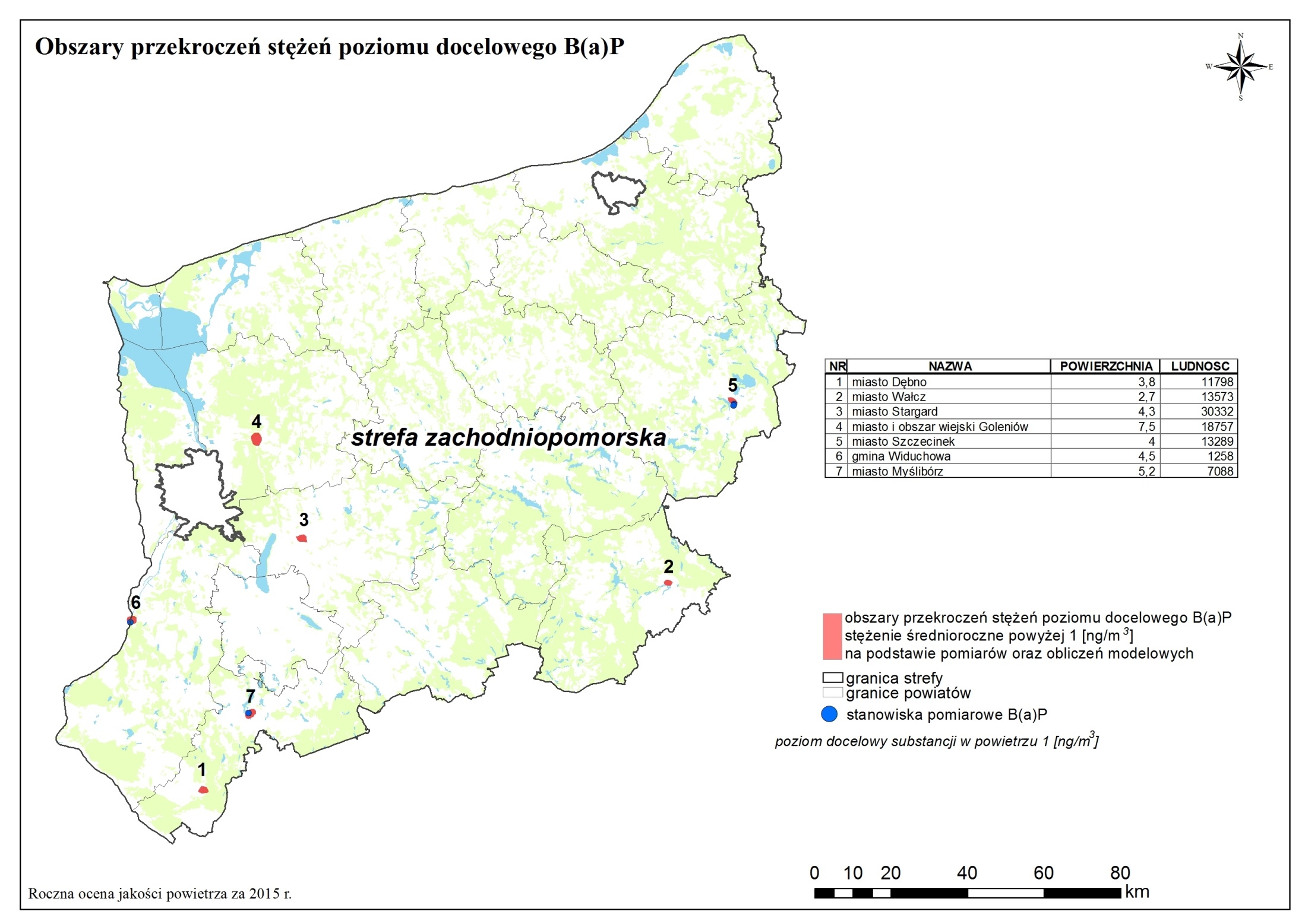 Ocena jakości powietrza w strefach województwa w