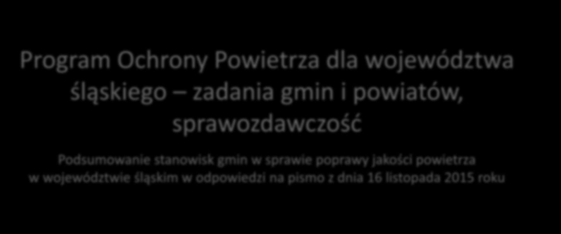 Program Ochrony Powietrza dla województwa śląskiego zadania gmin i powiatów,