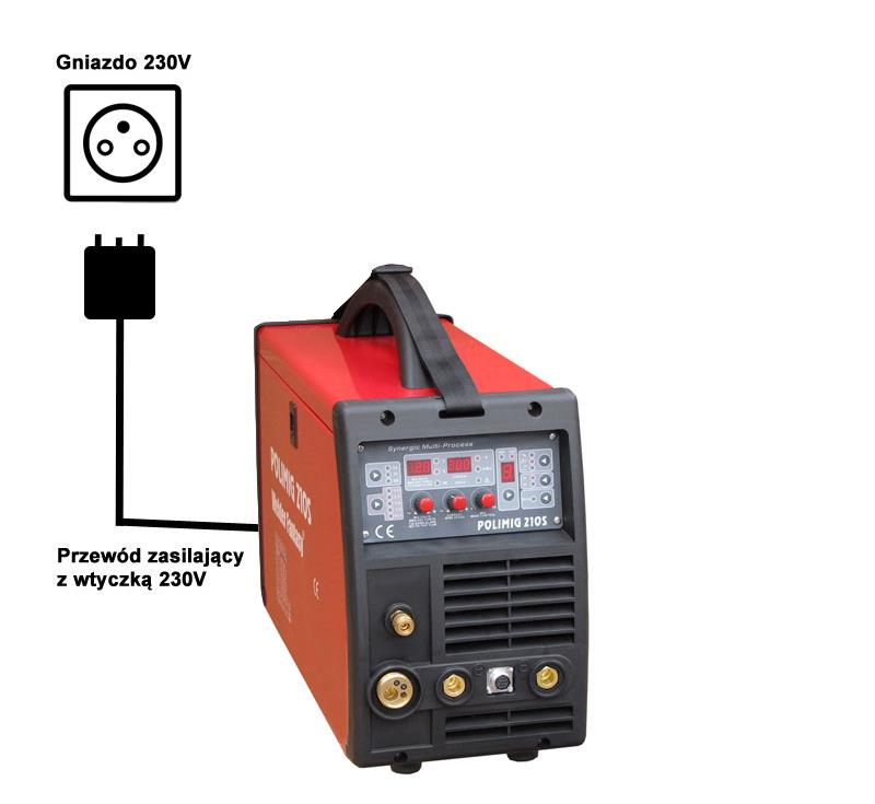 G. PODŁĄCZENIE URZĄDZENIA DLA METODY TIG Schemat podłączenia urządzenia: spawanie elektrodą wolframową - TIG DC A B A przewód gazowy uchwytu wyposażony w złącze typ 21 B wtyk sterujący uchwytu Uchwyt