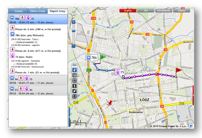 nowość Emapi.pl wytyczysz trasę dla tramwajów i autobusów Lokalizator internetowy Emapi.