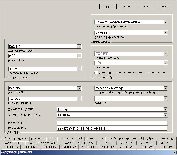 Rys. 13 Zakładka Terminal ID1 Obszar: Terminal ID1 W obszarze Terminal ID1 możliwa jest zmiana nazwy czytnika, dodanie własnego komentarza oraz wybranie trybu pracy czytnika (patrz 3.2.