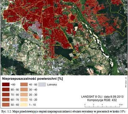 Obrazy satelitarne Nieprzepuszczalne: Śródmieście 69,7% Wilanów