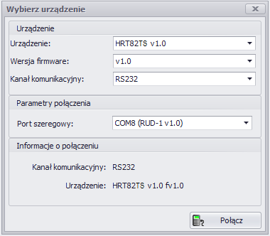 Rys. 6 Widok okna wyboru urządzenia w programie RogerVDM Rys. 7 Widok okna konfiguracji HRT82TS w programie RogerVDM Tabela 3.