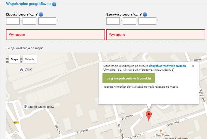 10) Nr telefonu (pole wyświetlane jest jeżeli w polu Rodzaj miejsca korzystania ze środowiska wybrano eksploatacja instalacji ; pole nieobowiązkowe); 11) Fax (pole wyświetlane jest jeżeli w polu