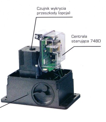 Dane techniczne: - zasilanie: 230V - moc pobierana: 350W - moment obrotowy: 18Nm - prędkość bramy: 12 m/min - intensywność pracy: 30% Zestaw zawiera: - siłownik 740 z wbudowaną centralą 748D -