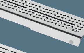 TECEdrainline - RUSZTY ZE STALI SZLACHETNEJ Dostępne długości: 700, 800, 900, 1000, 1200, 1500 mm (ogólna długość rynny) Szerokość: 73 mm Krótki termin realizacji