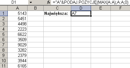 Trik 4 Wyznaczenie adresu komórki z największą wartością http://www.excelwpraktyce.pl/eletter_przyklady/eletter148/4_najwieksza_komorka.