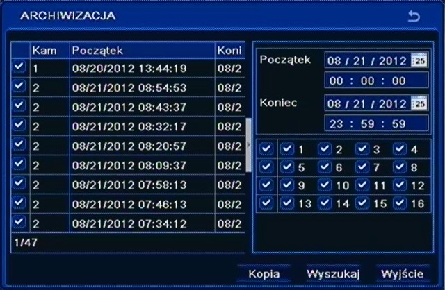 NDR-BA3208 i NDR-BA3416 Instrukcja obsługi wer.1.0 MENU REJESTRATORA 17. Początek odtwarzanego segmentu. 18. Skok do poprzedniego segmentu nagrań. 19. Prędkość odtwarzania. 20. Pasek odtwarzania. 21.
