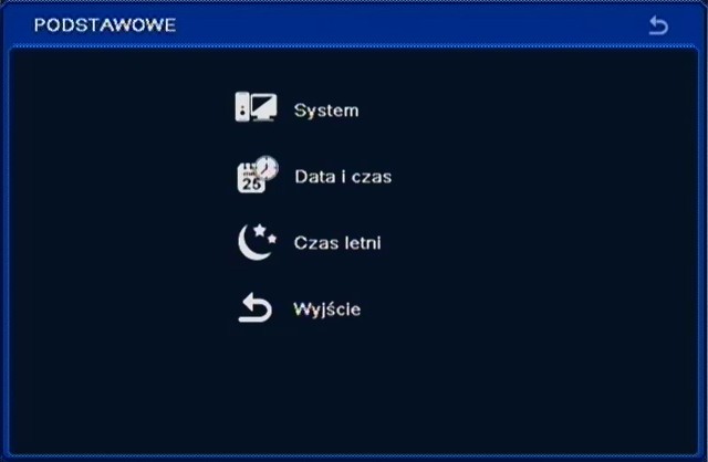 NDR-BA3208 i NDR-BA3416 Instrukcja obsługi wer.1.0 KONFIGURACJA REJESTRATORA 5.1. Ustawienia Po wybraniu z głównego menu pozycji USTAWIENIA pojawi się poniższy ekran.