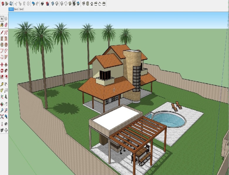 Obrázek 2 Grafické rozhraní programu SketchUp (interiér budovy) předmět a celkovou koncepci jeho výuky.