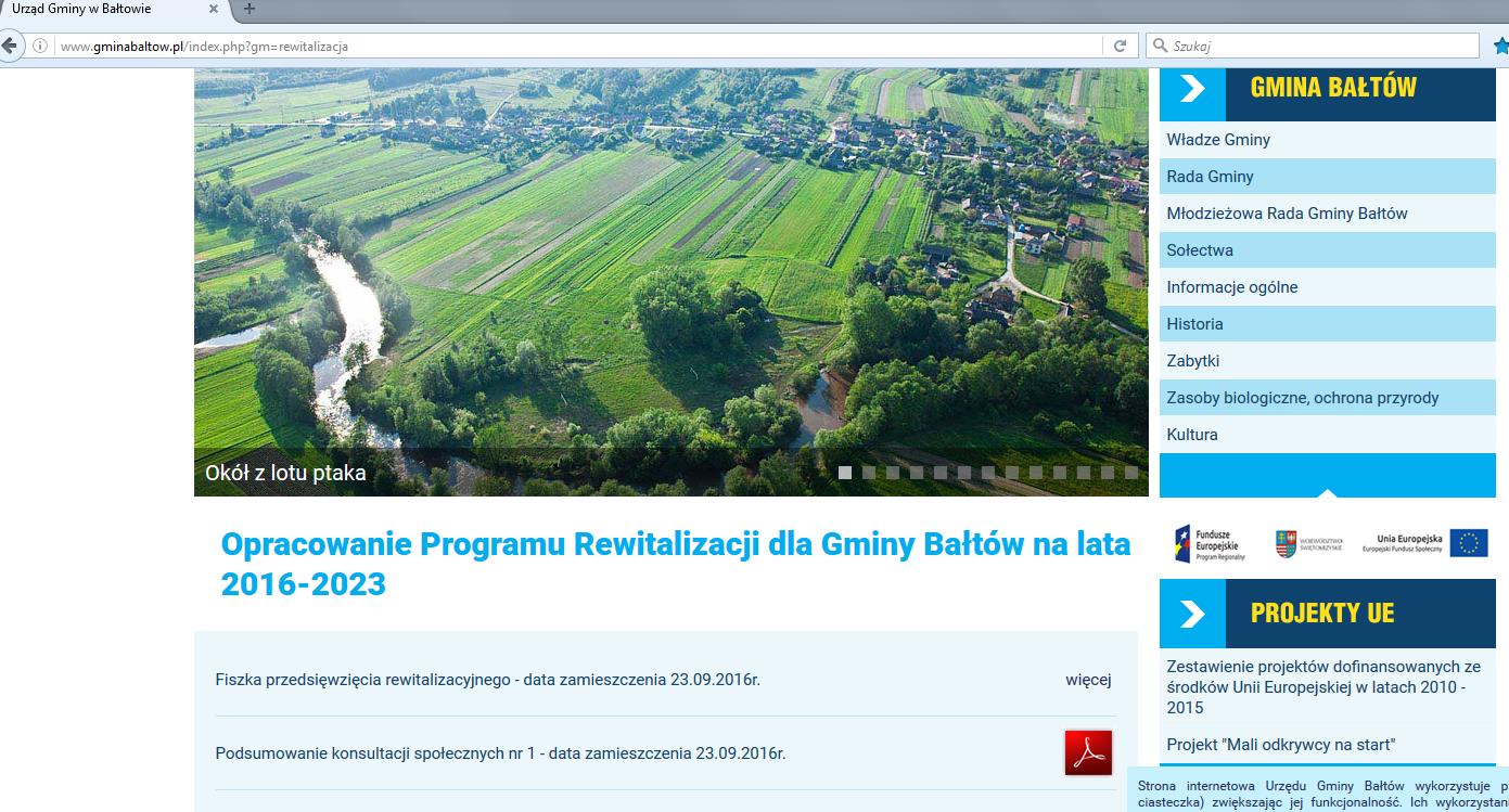 Komunikacja z interesariuszami za pomocą strony internetowej Wszelkie informacje dotyczące procesu rewitalizacji są
