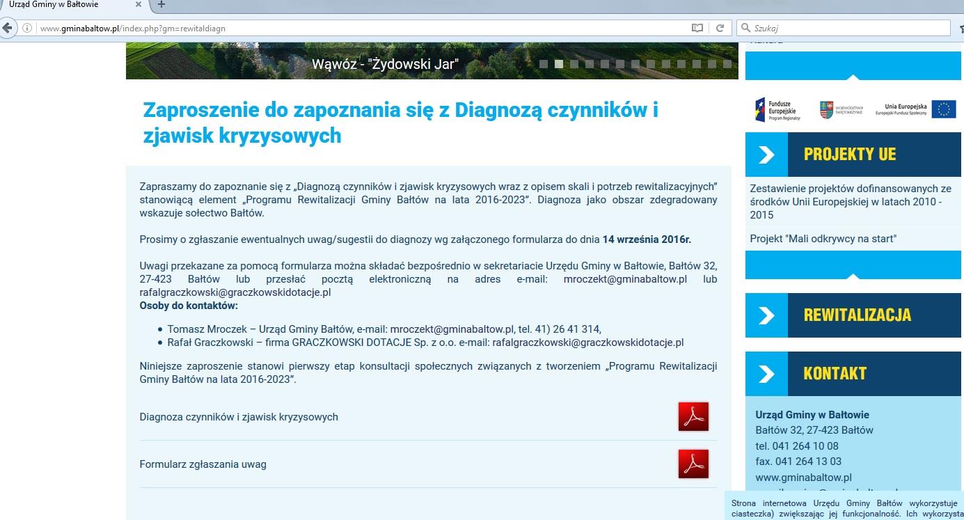 Zaproszenie do zapoznania się z Diagnozą czynników i zjawisk