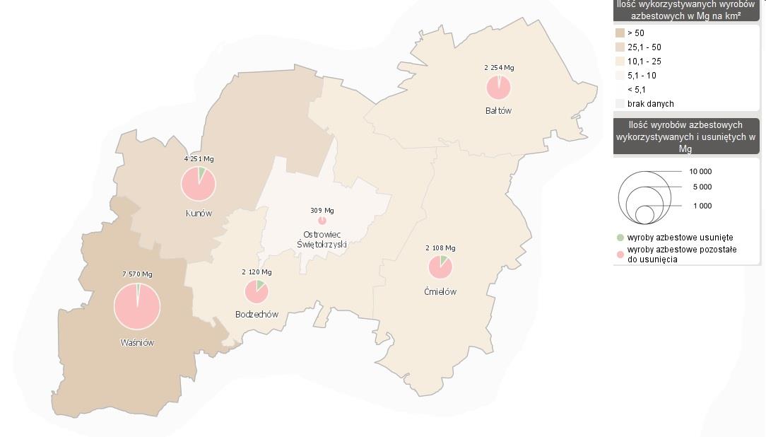 Analiza ilościowa problemów w sferze środowiskowej Analizując aspekty środowiskowe wzięto pod uwagę w szczególności negatywne zjawiska dotyczące obecności odpadów stwarzających zagrożenie dla życia,